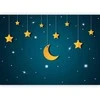 Artgeist Fototapetas - Skyline - turquoise night sky landscape with stars for children