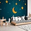 Artgeist Fototapetas - Skyline - turquoise night sky landscape with stars for children