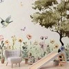 Artgeist Fototapetas - Spring Meadow - a Clearing With Flowers Painted in Watercolours