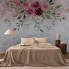 Artgeist Fototapetas - Summer bloom - plant motif with flowers and leaves in pink tones