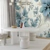 Artgeist Fototapetas - Turquoise Flowers in Retro Ambience - Floristic Ornaments