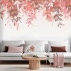 Artgeist Fototapetas - Under vegetation - hanging vines of pink leaves on a neutral background