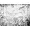 Artgeist Fototapetas - Vanishing jungle - landscape of exotic trees and leaves in pilkas tones