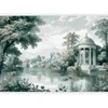 Artgeist Fototapetas - View of the Park and Lake Retro Vintage Landscape in Greens