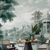 Artgeist Fototapetas - View of the Park and Lake Retro Vintage Landscape in Greens