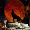 Artgeist Fototapetas - Wild nature - wolf on a background of a red moon in flames of fire
