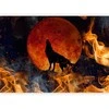 Artgeist Fototapetas - Wild nature - wolf on a background of a red moon in flames of fire