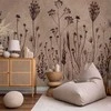 Artgeist Fototapetas - Wildflowers – juodas plants on lime-wash background