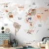 Artgeist Fototapetas - World Map in rusvai gelsvas Tones for Children's Room