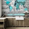 Artgeist Fototapetas - World Map: Mėlyna Continents