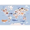 Artgeist Fototapetas - World Map With Animal Illustrations