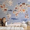 Artgeist Fototapetas - World Map With Animal Illustrations