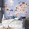 Artgeist Fototapetas - World Map With Animal Illustrations