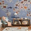 Artgeist Fototapetas - World Map With Animal Illustrations