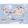 Artgeist Fototapetas - World Map With Animal Illustrations