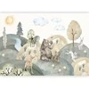 Artgeist Fototapetas - Žalias Hills - a Valley With Animals Painted in Watercolours
