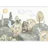 Artgeist Fototapetas - Žalias Hills - a Valley With Animals Painted in Watercolours