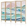 Artgeist Japoniška kambario pertvara - Koi Fish Among Waves - Japanese Fish Among Waves in Shades of Turquoise and Baltas