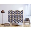 Artgeist Japoniška kambario pertvara - Sunny Patterns - Repeating Sun Motif on a Navy Background