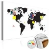 Artgeist Kamštinis paveikslas - World Map: Juodas &amp; Baltas Elegance