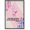 Artgeist Paveikslas - Beauty in the Eyes - Inspirational Quote with Rožinė Bust and Flowers