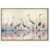 Artgeist Paveikslas - Birds by the lake - herons painted in watercolour in delicate pilkas and pink colours