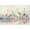 Artgeist Paveikslas - Birds by the lake - herons painted in watercolour in delicate pilkas and pink colours
