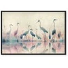 Artgeist Paveikslas - Birds by the lake - herons painted in watercolour in delicate pilkas and pink colours