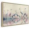 Artgeist Paveikslas - Birds by the lake - herons painted in watercolour in delicate pilkas and pink colours