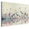 Artgeist Paveikslas - Birds by the lake - herons painted in watercolour in delicate pilkas and pink colours