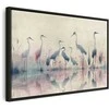 Artgeist Paveikslas - Birds by the lake - herons painted in watercolour in delicate pilkas and pink colours