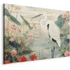 Artgeist Paveikslas - By an Asian pond - an illustration in the style of a Japanese engraving, depicting a heron