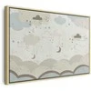 Artgeist Paveikslas - Cloudy Night Sky - Moons in Brown and rusvai gelsvas Hues Among Clouds and Numerous Little Stars on a Light Background