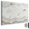 Artgeist Paveikslas - Cloudy Night Sky - Moons in Brown and rusvai gelsvas Hues Among Clouds and Numerous Little Stars on a Light Background