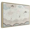 Artgeist Paveikslas - Cloudy Night Sky - Moons in Brown and rusvai gelsvas Hues Among Clouds and Numerous Little Stars on a Light Background
