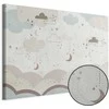 Artgeist Paveikslas - Cloudy Night Sky - Moons in Brown and rusvai gelsvas Hues Among Clouds and Numerous Little Stars on a Light Background
