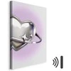 Artgeist Paveikslas - Cosmic Heart - Sidabrinis Heart with a Ring on a Violetinė Background