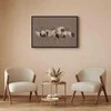 Artgeist Paveikslas - Crane dance – bright silhouettes of birds against a warm pilkas background with texture