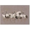 Artgeist Paveikslas - Crane dance – bright silhouettes of birds against a warm pilkas background with texture
