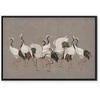Artgeist Paveikslas - Crane dance – bright silhouettes of birds against a warm pilkas background with texture