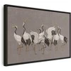 Artgeist Paveikslas - Crane dance – bright silhouettes of birds against a warm pilkas background with texture