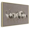 Artgeist Paveikslas - Crane dance – bright silhouettes of birds against a warm pilkas background with texture