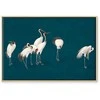 Artgeist Paveikslas - Evening by the pond - a group of cranes drawn in dry pastel on a dark turquoise background
