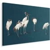 Artgeist Paveikslas - Evening by the pond - a group of cranes drawn in dry pastel on a dark turquoise background