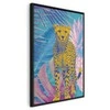 Artgeist Paveikslas - Exotic Leopard - Colorful Portrait of a Cheetah Against Tropical Leaves