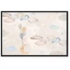 Artgeist Paveikslas - Fairy-Tale Moon - Pastel Moon with Balloons Among Colorful Clouds and Stars in Subdued Colors on a Light Background