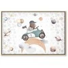 Artgeist Paveikslas - Galactic Races - A Bear Participating in Car Races Among Planets Clouds and Stars in Pastel Hues