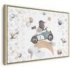 Artgeist Paveikslas - Galactic Races - A Bear Participating in Car Races Among Planets Clouds and Stars in Pastel Hues