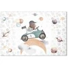 Artgeist Paveikslas - Galactic Races - A Bear Participating in Car Races Among Planets Clouds and Stars in Pastel Hues