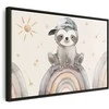 Artgeist Paveikslas - Happy Sloth - Sloth in Subdued Colors Wearing a Cap Sitting on a Rainbow Among Little Stars